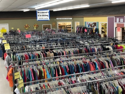 Clothing racks at Hillcrest Clearance Outlet