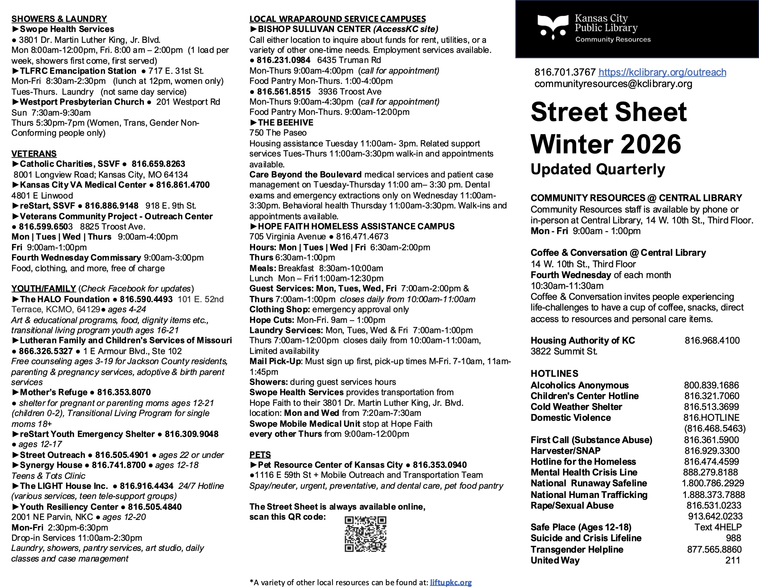 KCMO Winter Street Sheet Resources